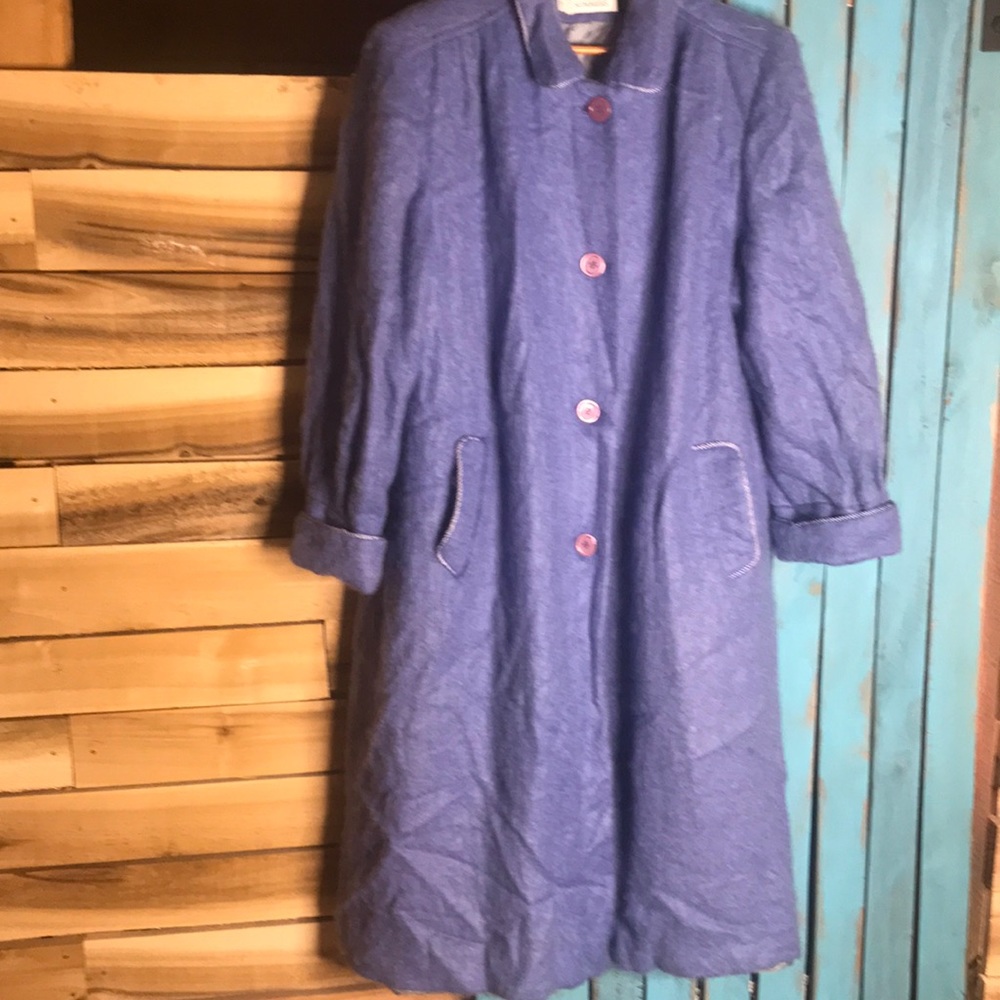 Vintage Nicole Summers Made in USA mohair coat size 16 light blue